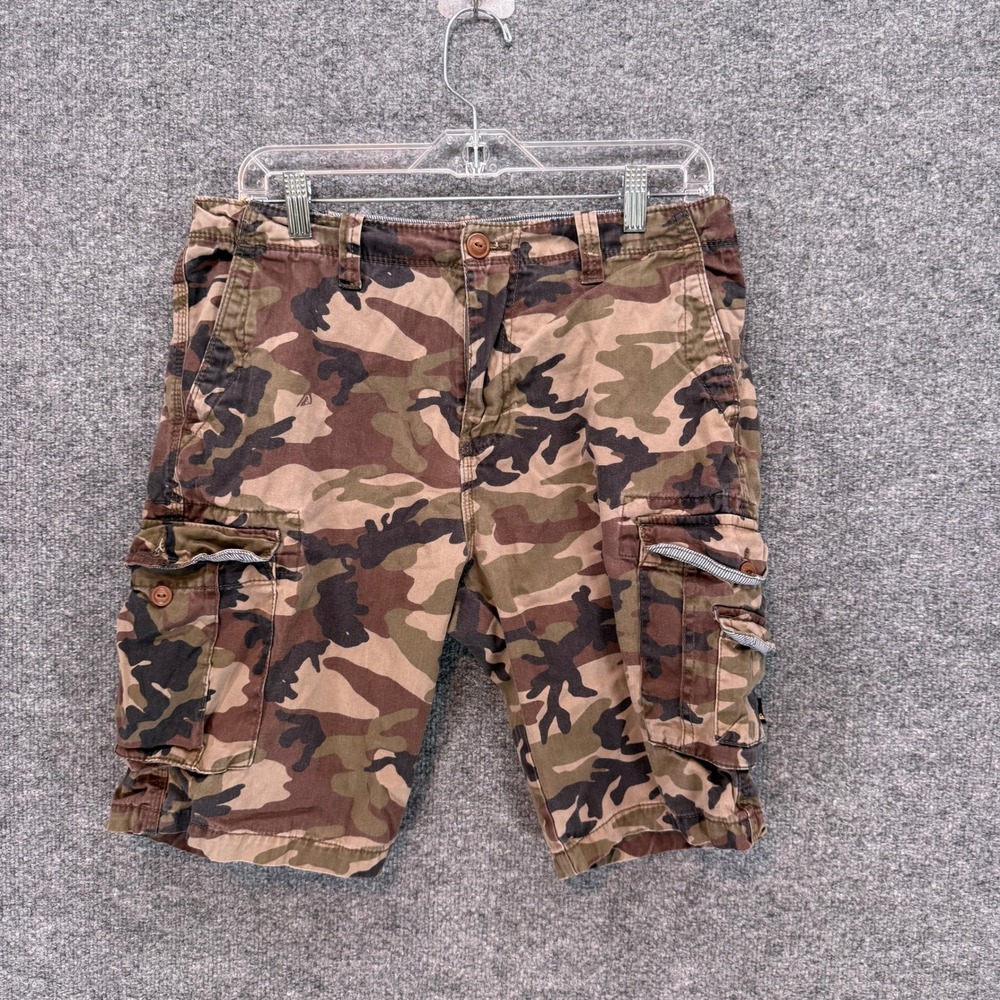 Quiksilver‎ Cargo Shorts Mens 32 Green Camouflage Straight Tapered Fit Y2K